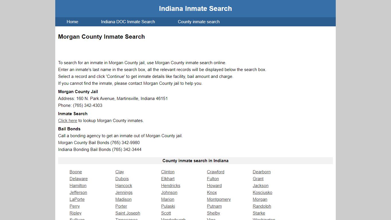 Morgan County Jail Inmate Search - Indiana Inmate Search