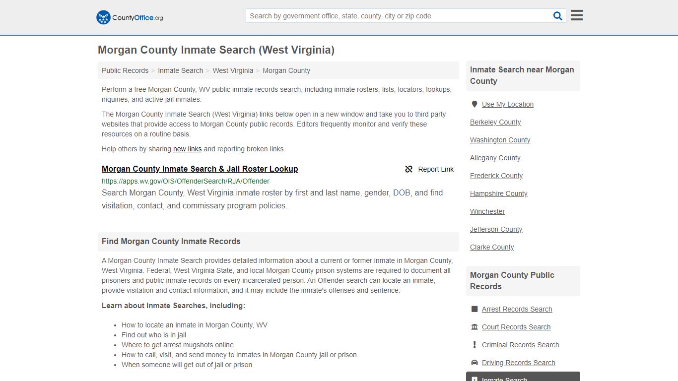 Inmate Search - Morgan County, WV (Inmate Rosters & Locators)